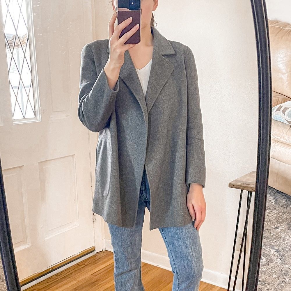Theory Clairene Double Face Wool Cashmere Jacket Grey